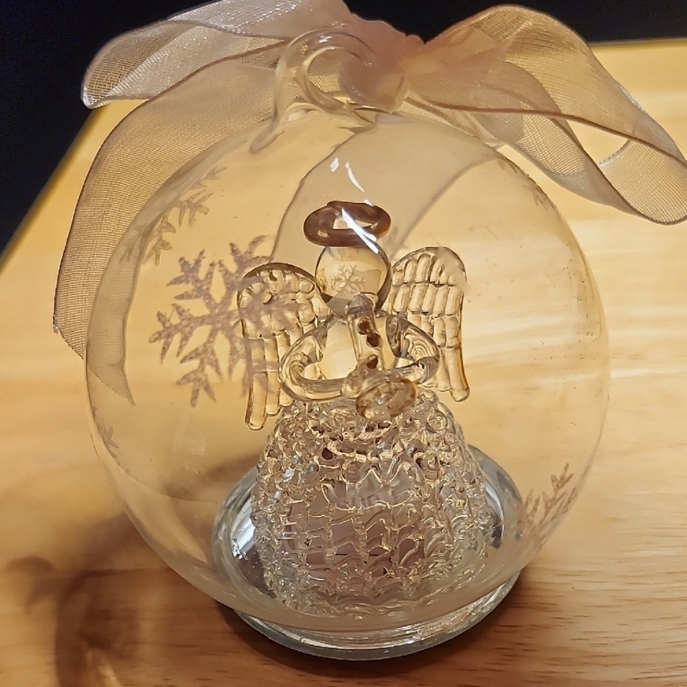 Color-Changing LED Glass Globe Angel Ornament.